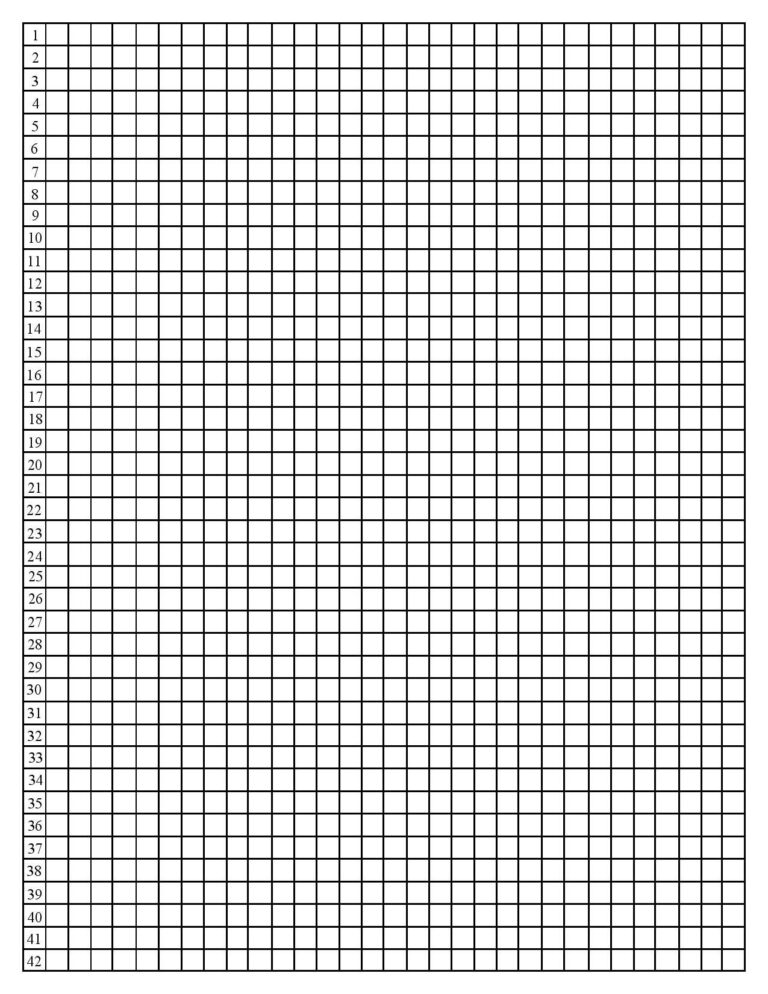 Quarter Inch Graph Paper With Line Numbers