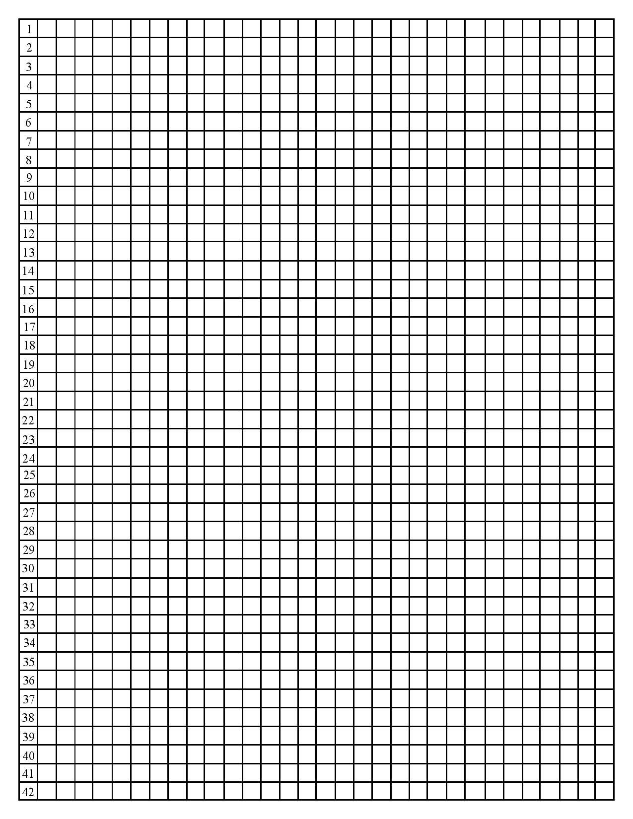 Quarter Inch Graph Paper With Line Numbers