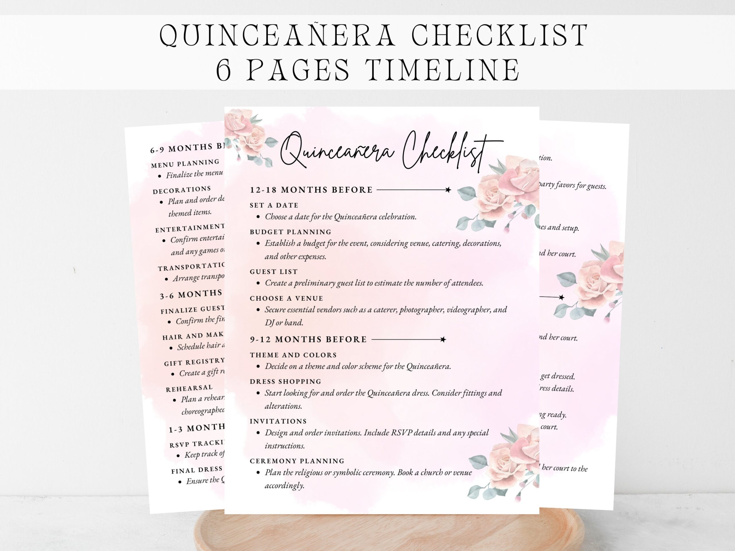 QUINCEANERA CHECKLIST Printable Quincea era Timeline Quinceanera Planner Template Quincea era To Do List Quinceanera Preparation List Etsy