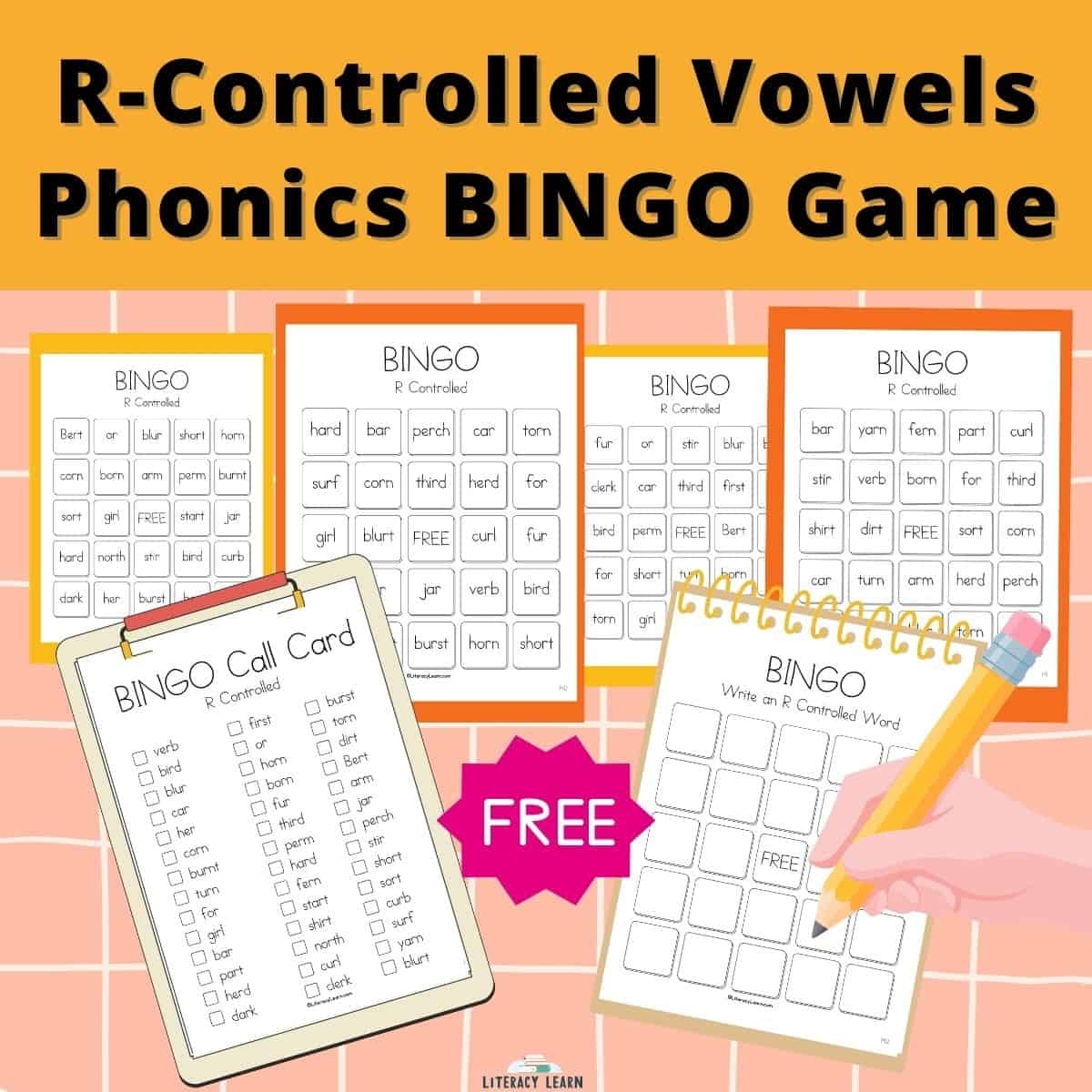 R Controlled Phonics Bingo Game FREE Printables Literacy Learn