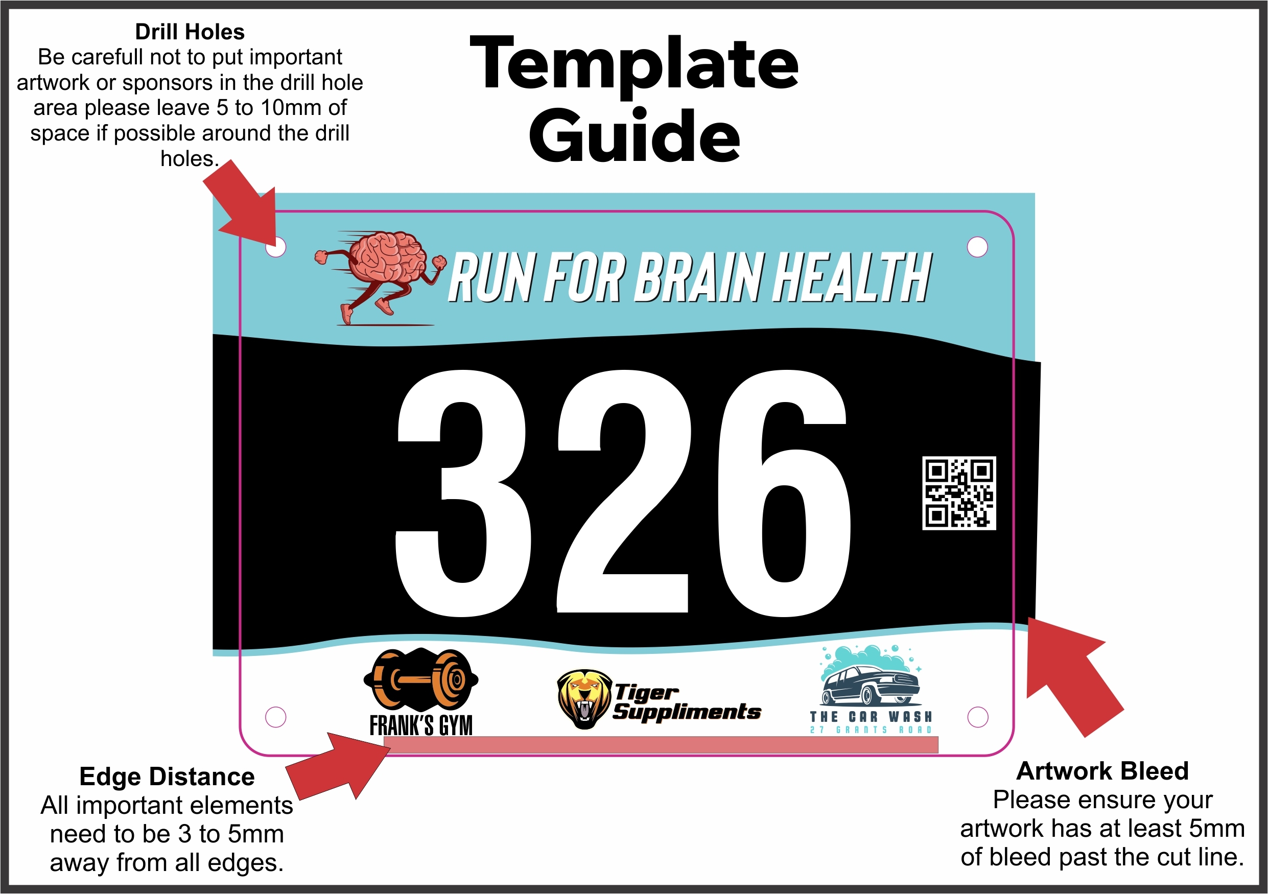 free printable running bib template