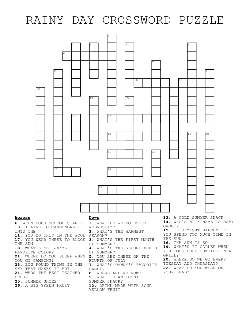 free daily printable crosswords