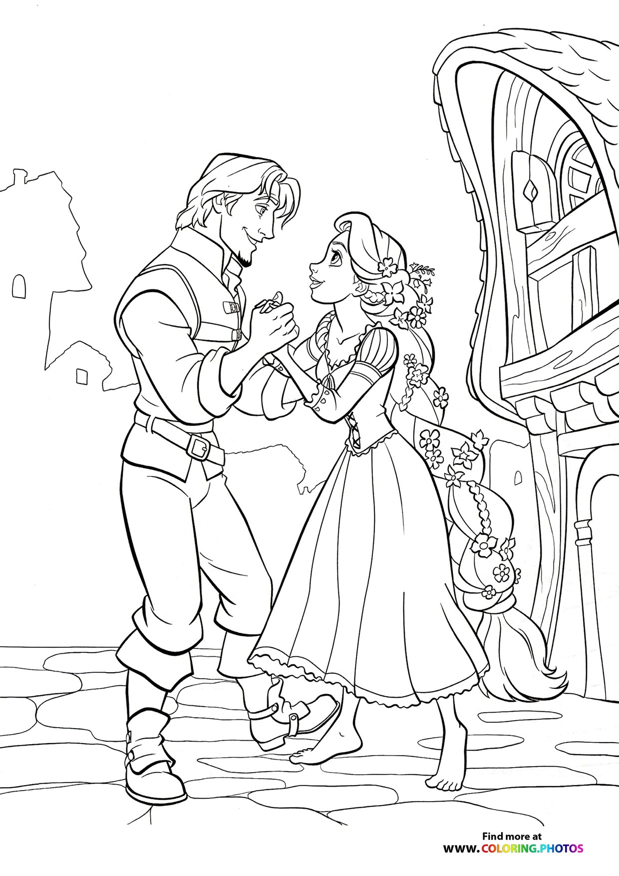 Rapunzel And Flynn In Love Coloring Pages For Kids