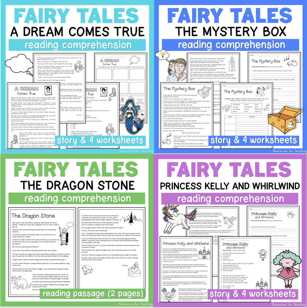 free printable reading comprehension worksheets fairy tales