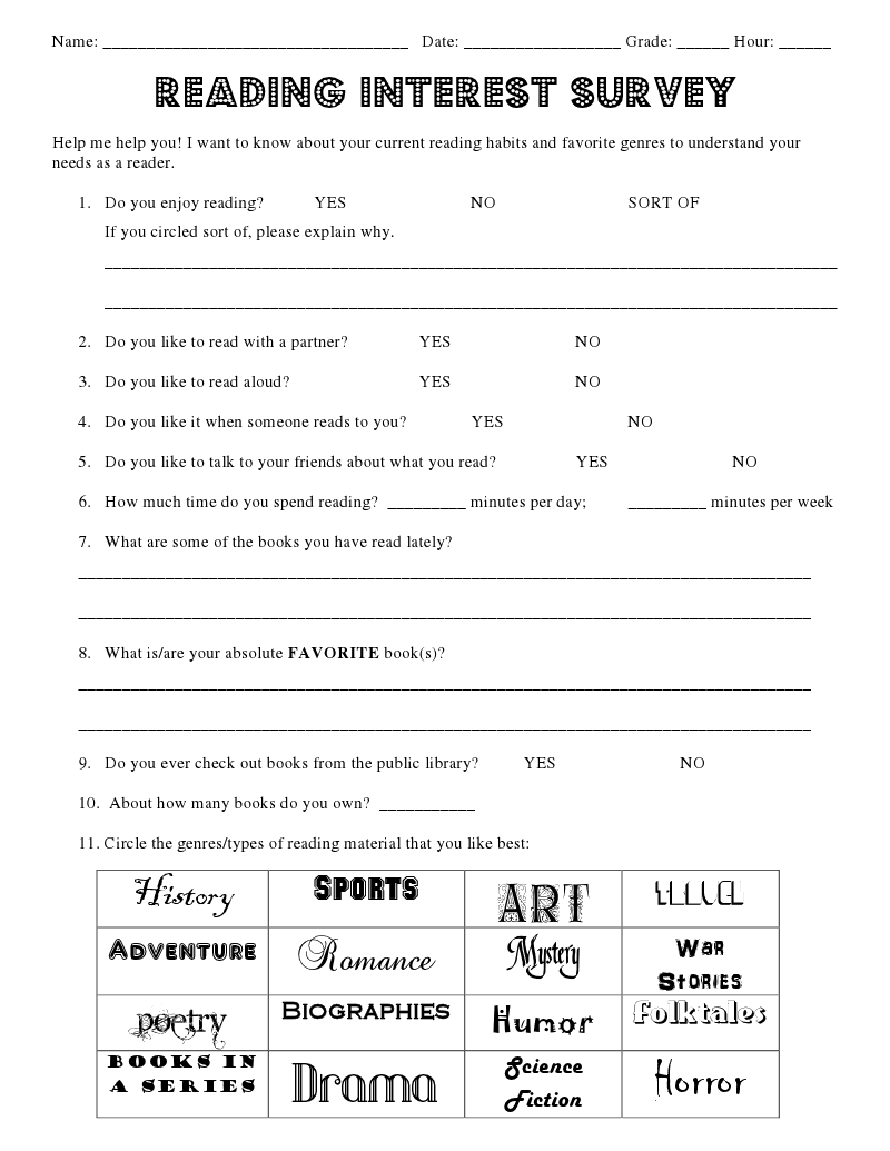 Reading Survey