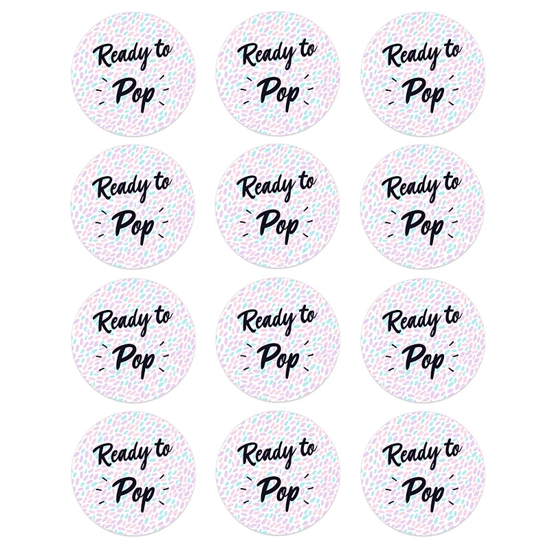 Ready To Pop Round Stickers Baby Shower Sticker Labels Seal 
