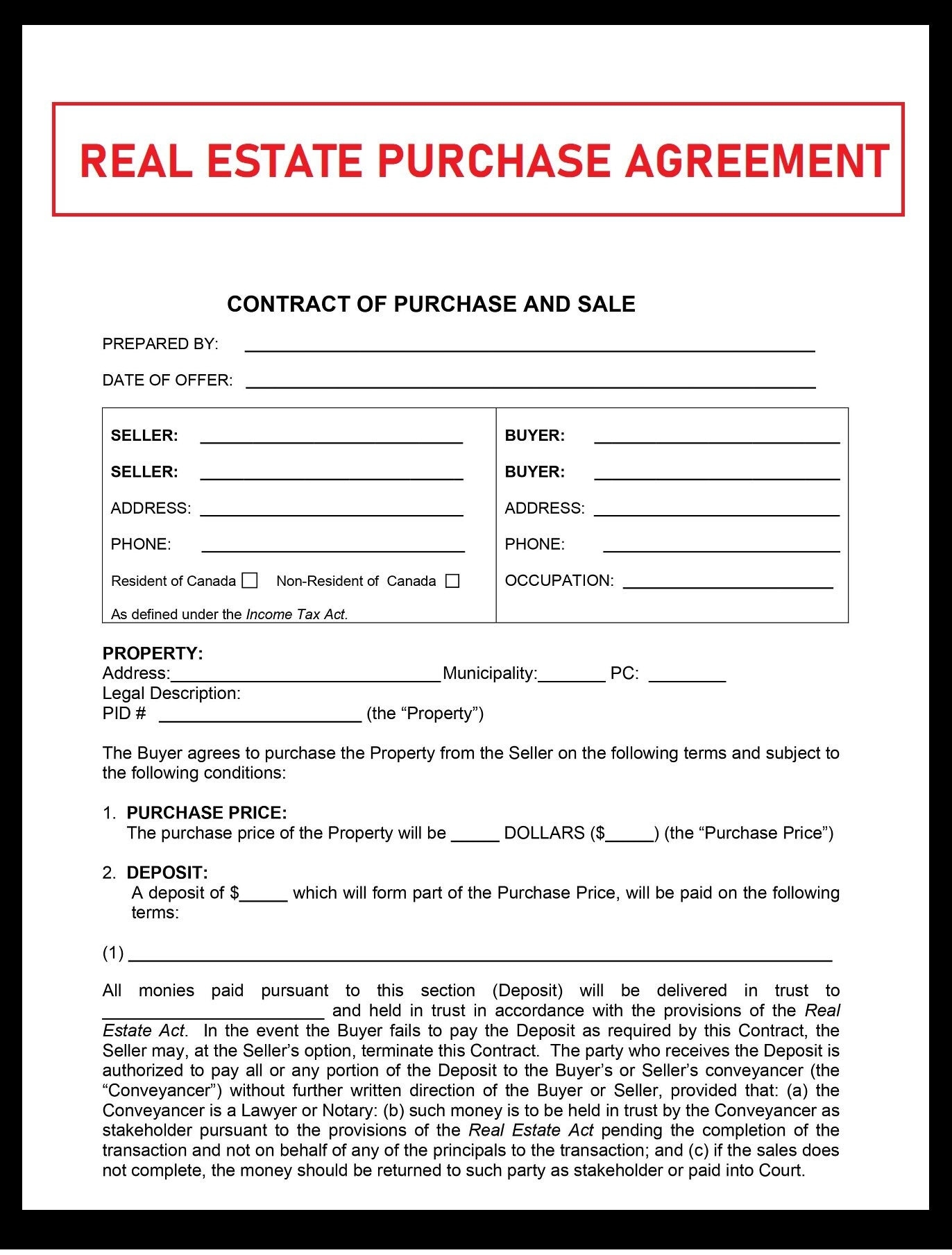 free printable real estate contracts
