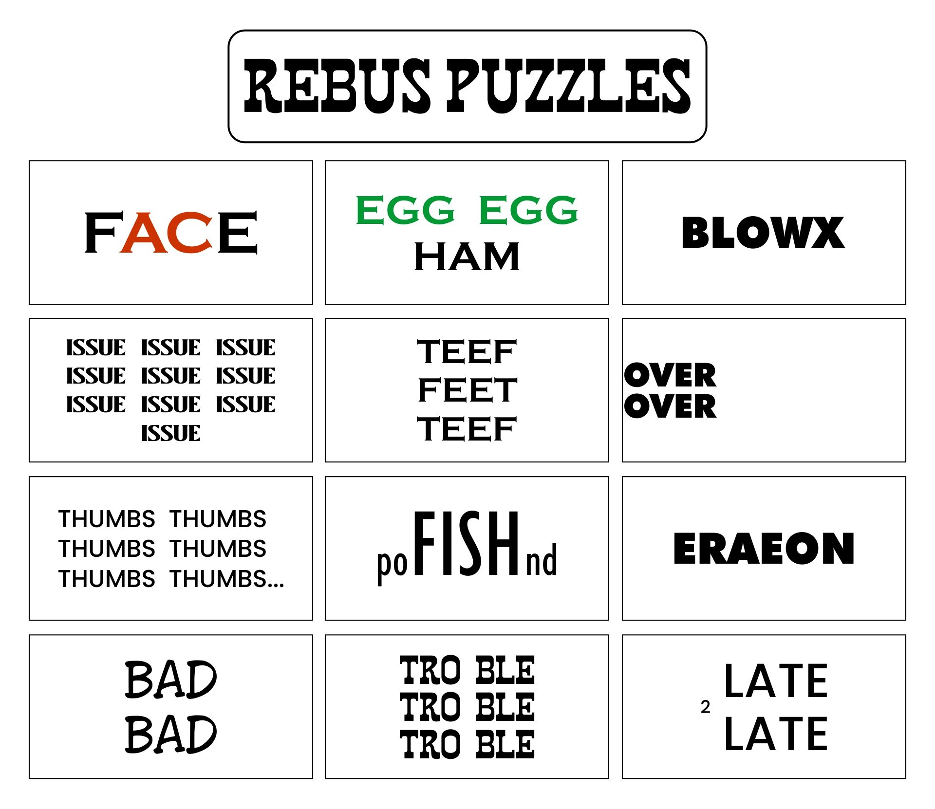 hard rebus puzzles with answers printable