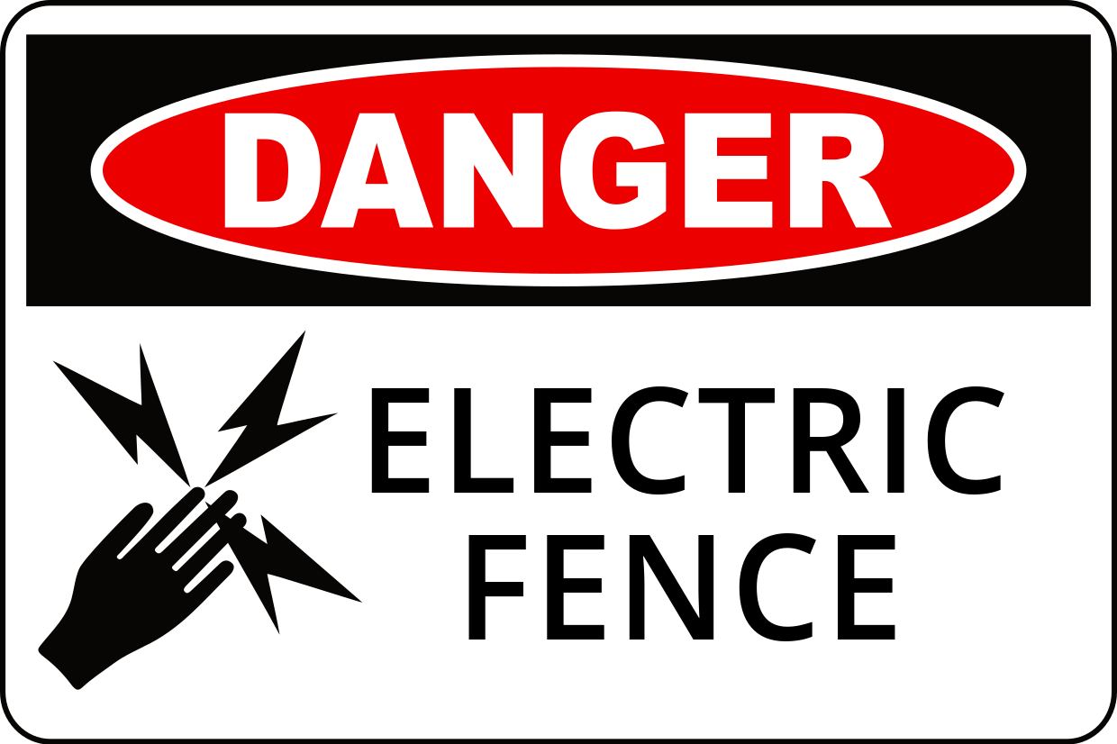 Red And Black Electric Fence Danger Warning Sign Template Square 