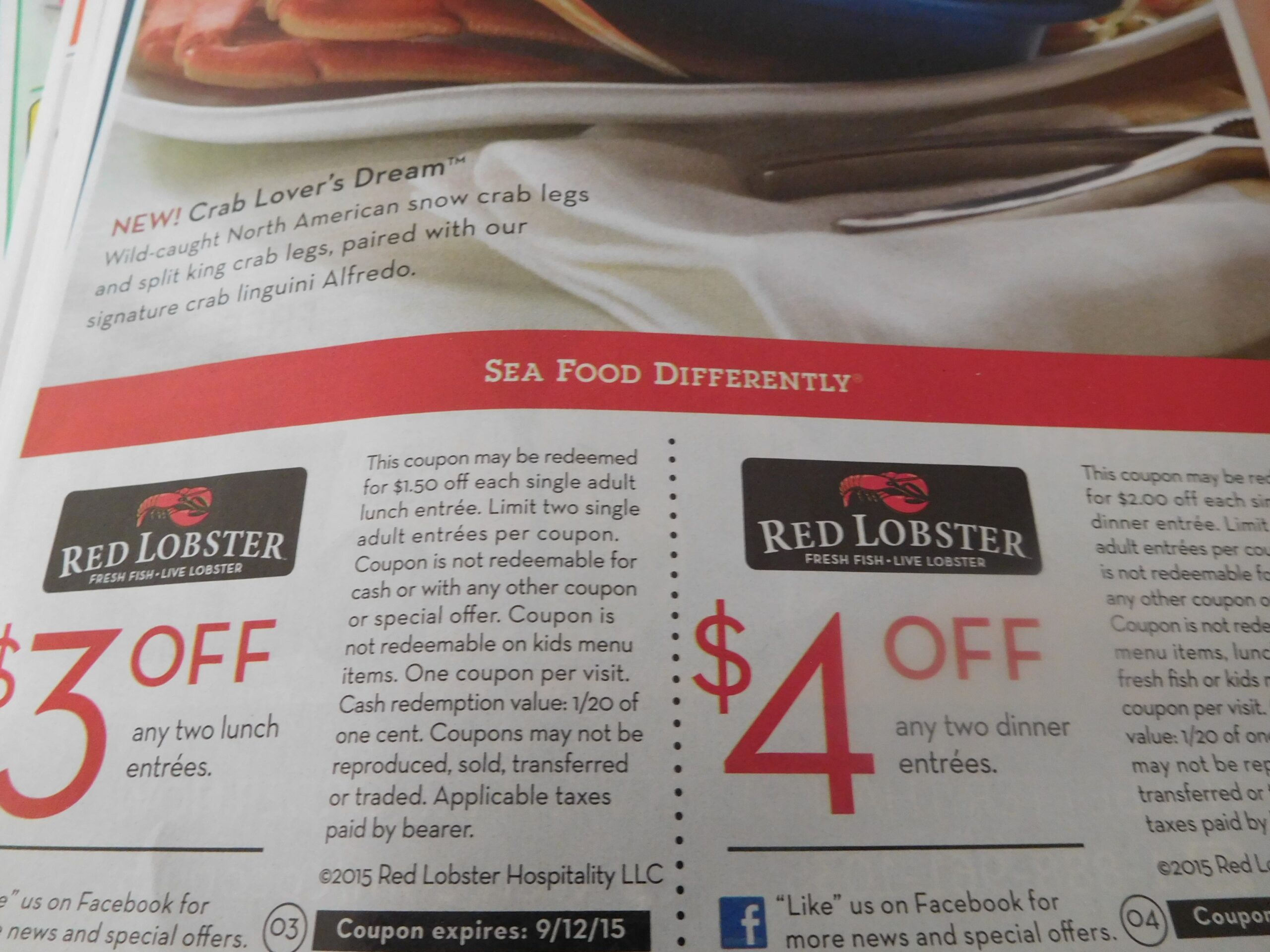 Red Lobster Coupons Dinner 4 Off Or Lunch 3 Off Mojosavings 
