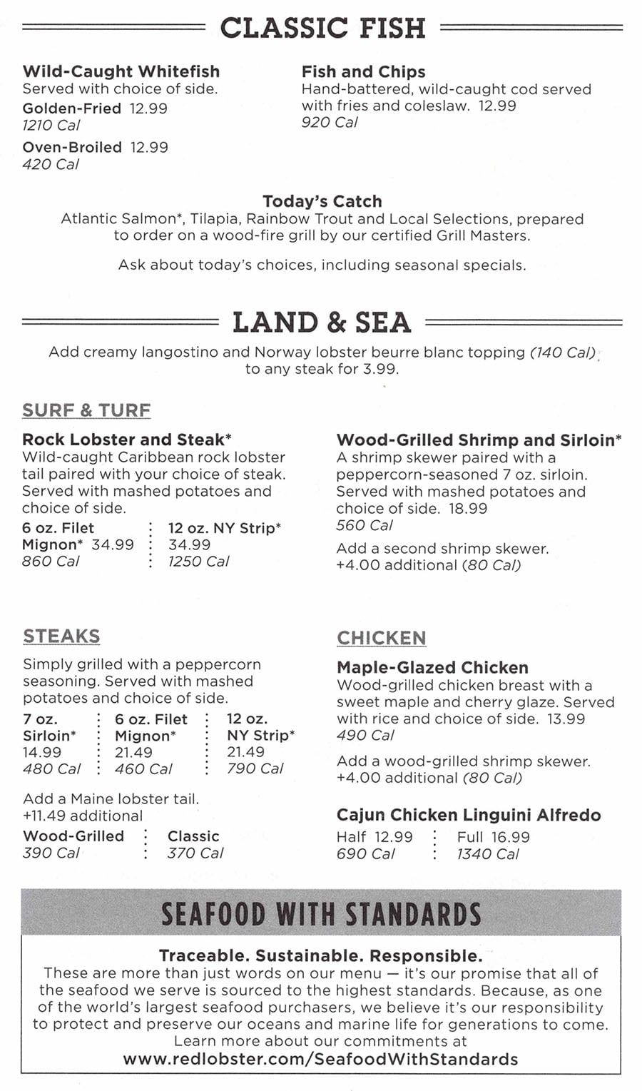 Red Lobster Menu With Prices SLC Menu