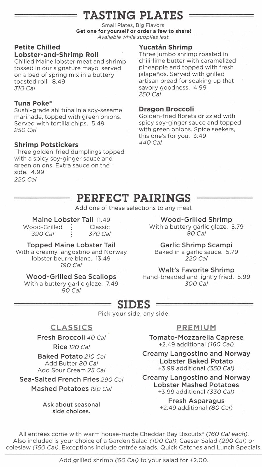Red Lobster Menu With Prices SLC Menu