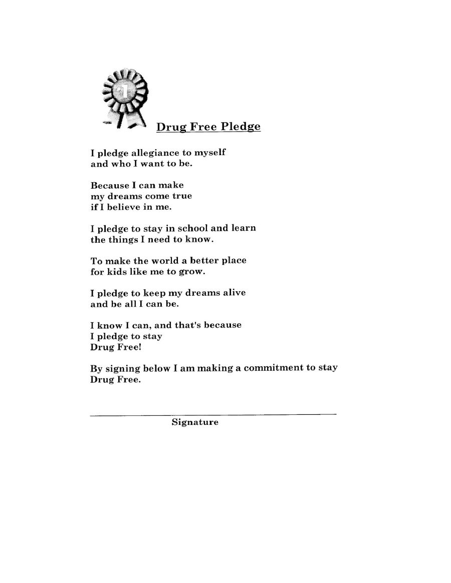 drug free pledge printable