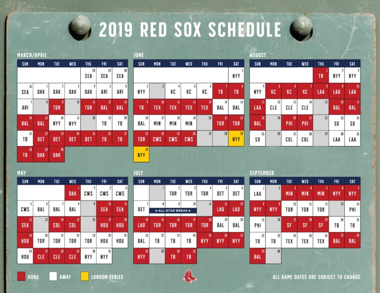 Red Sox 2019 Schedule Begins With 11 game West Coast Road Trip The Boston Globe