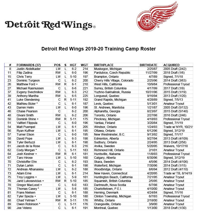 Red Wings Release Training Camp Roster Schedule The Malik Report