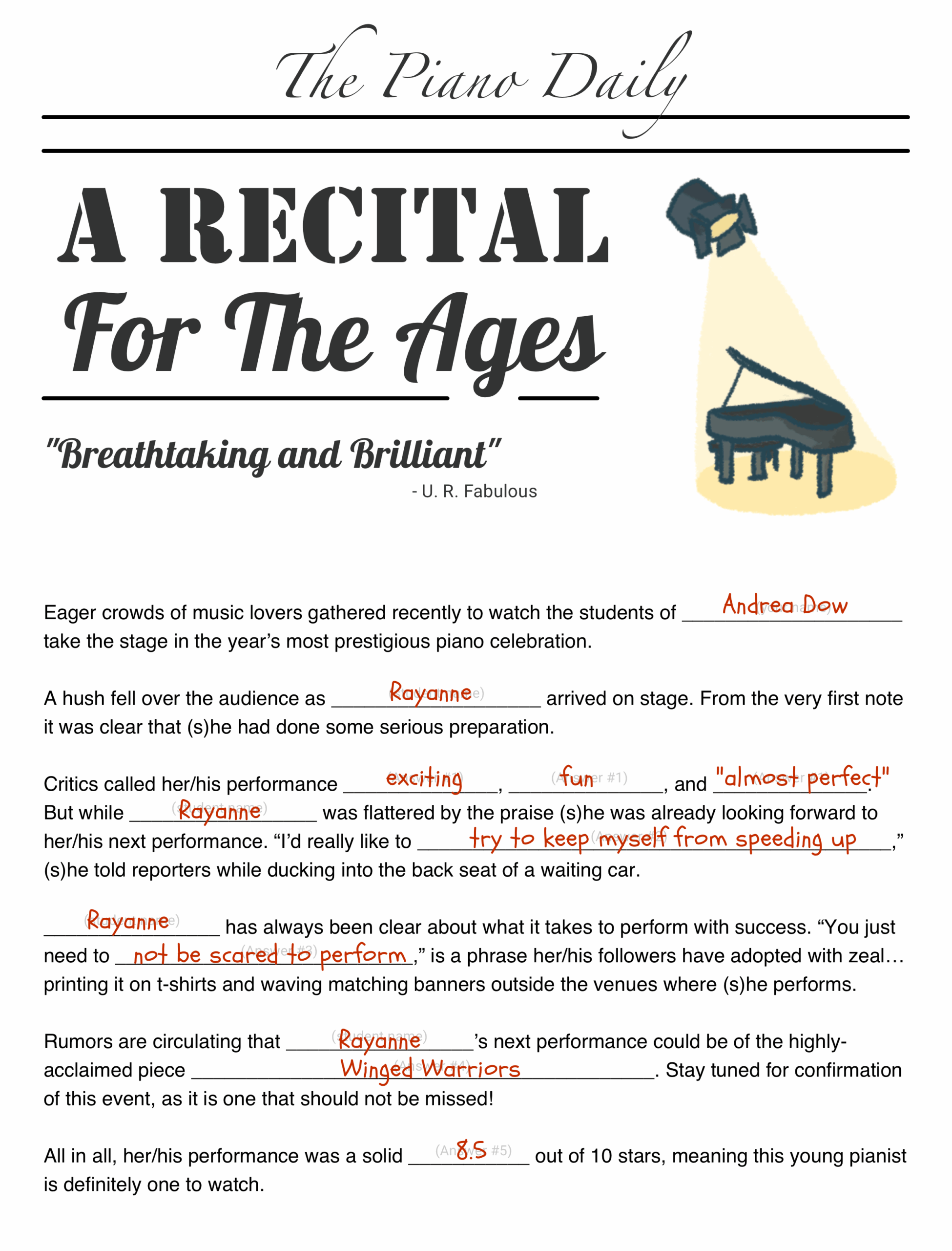 Reflect On Piano Recital Performances With This Fun 