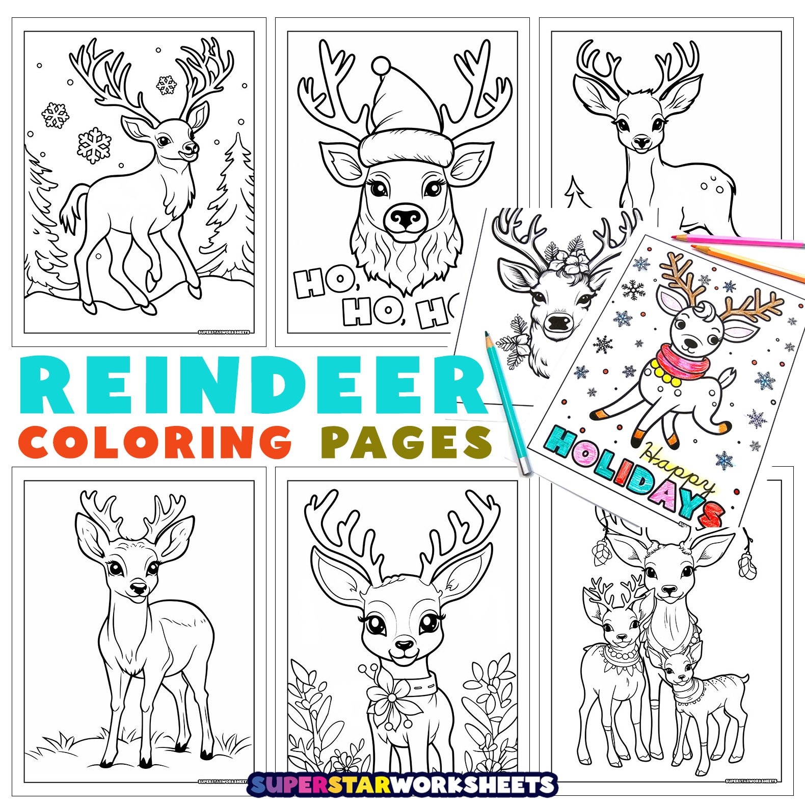 ornament reindeer printable color sheets