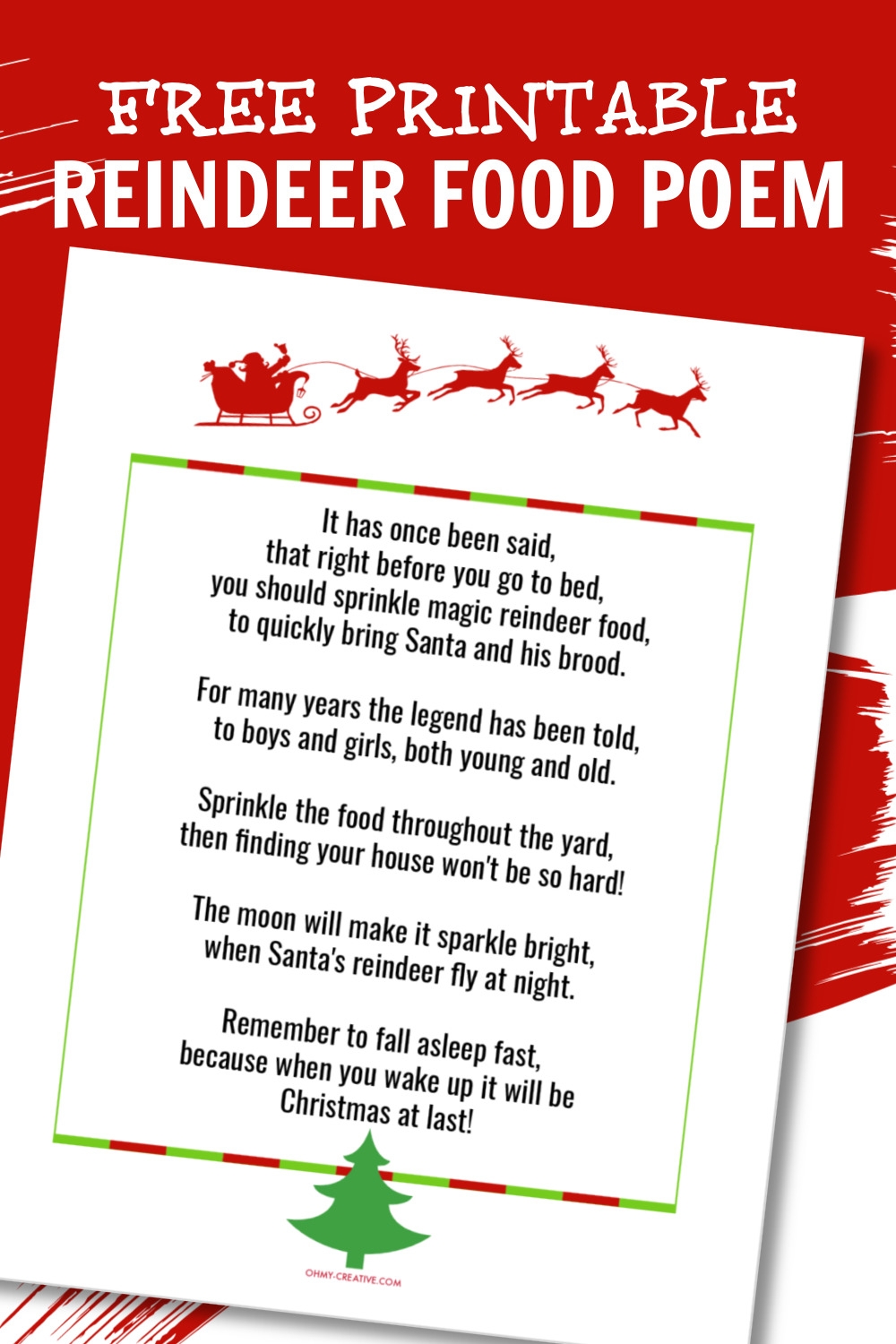 Reindeer Food Poem Free Printable Oh My Creative