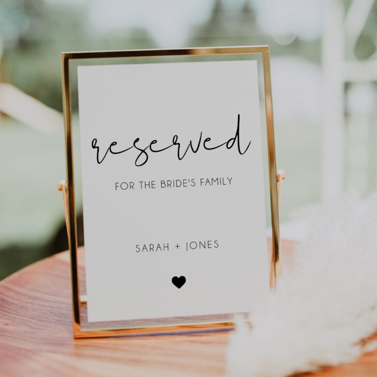 Reserved Wedding Table Signs Template Bride s Family Sign Reserved Table Wedding Sign Set Set Of Table Signs Minimalist Wedding SARAH Etsy