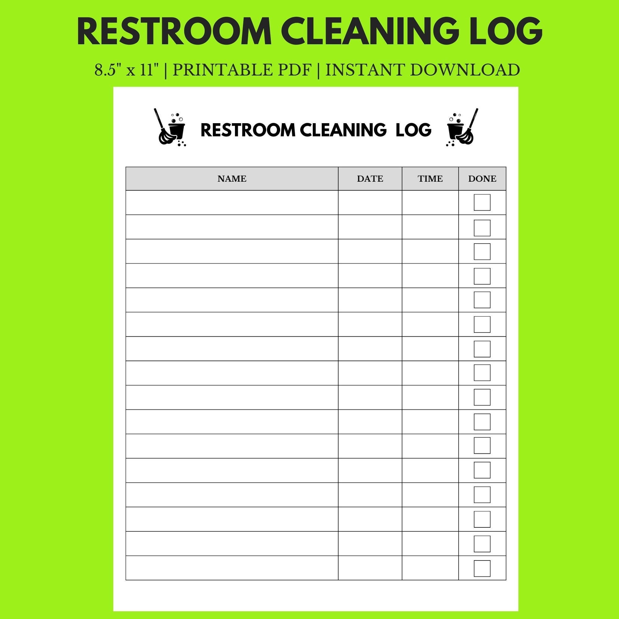 Restroom Cleaning Log 8 5