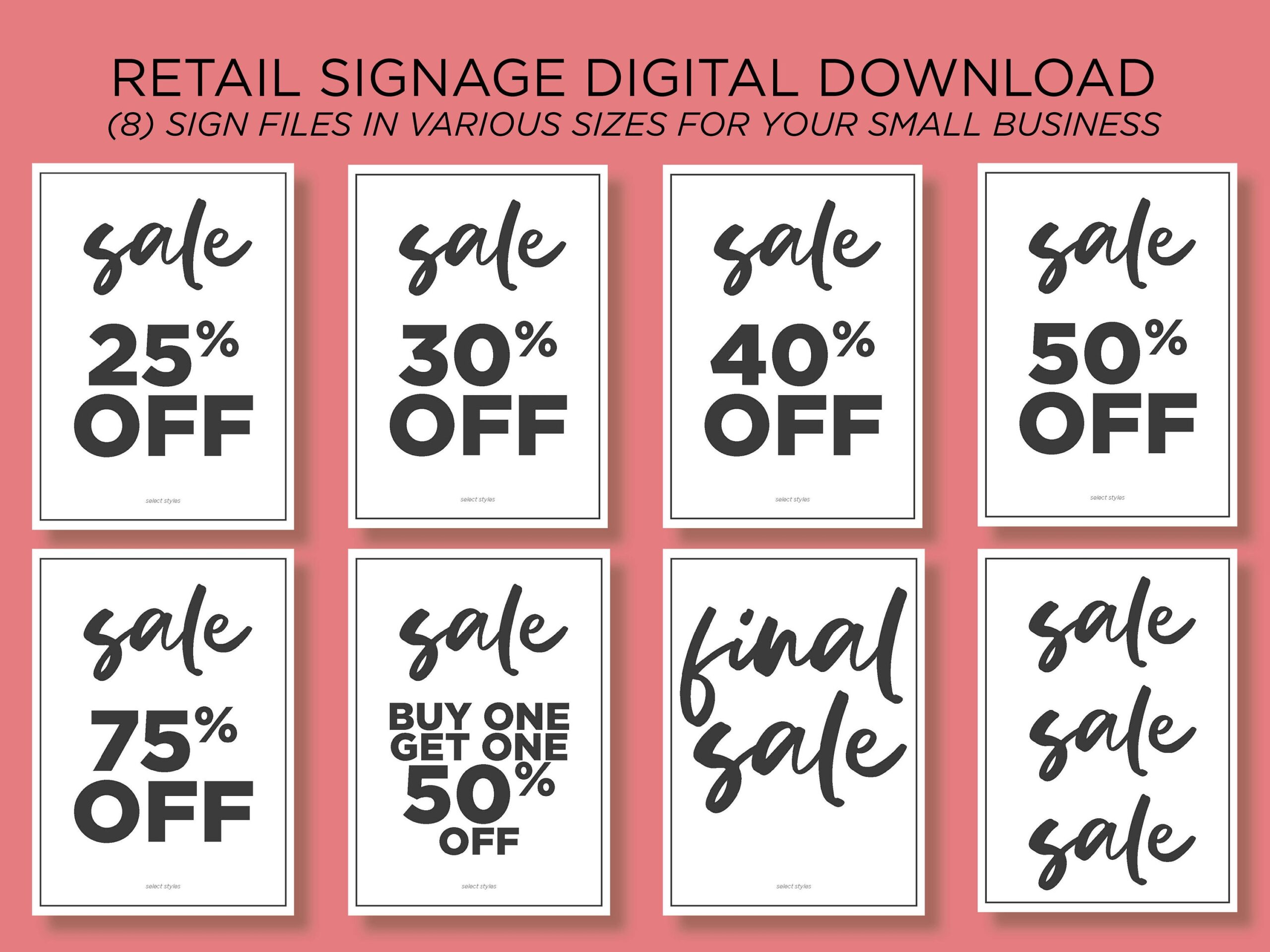 RETAIL SALE Sign Bundle I Download U0026 Print I Store Signs I Posters 
