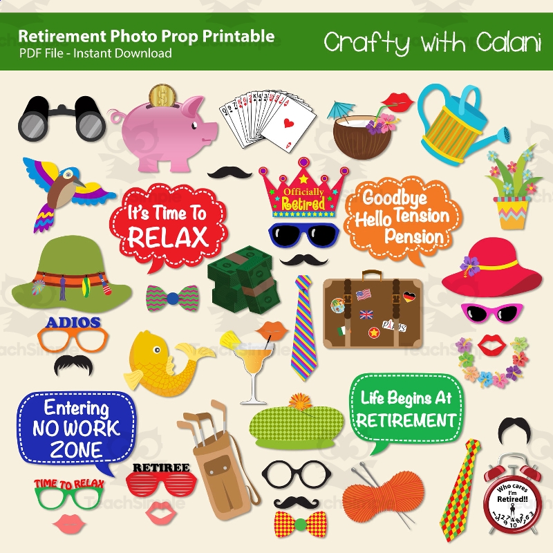 Retirement Party Printable Photo Booth Prop Activity By Teach Simple