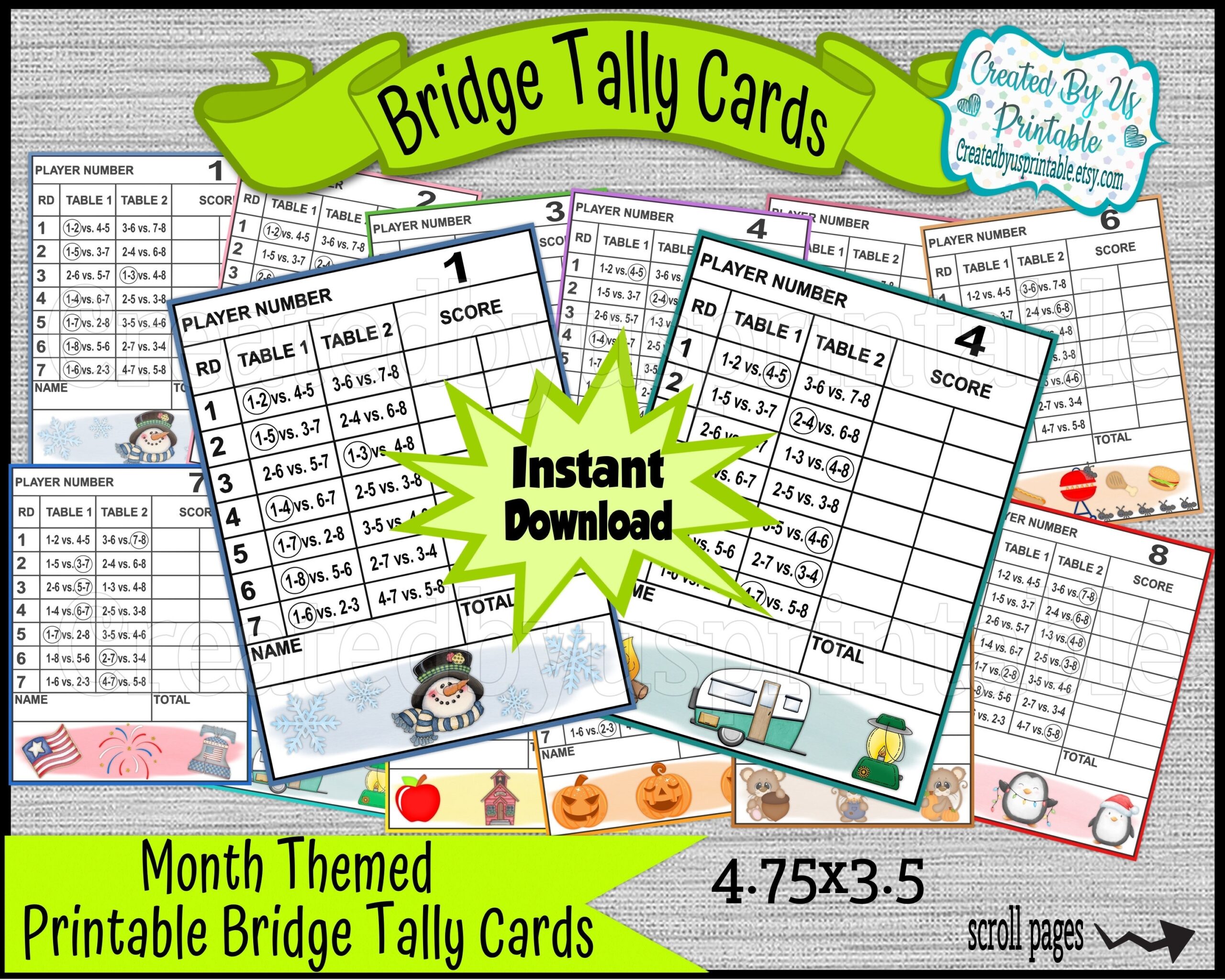 Reusable 2 Table Bridge Tallies Etsy Ireland