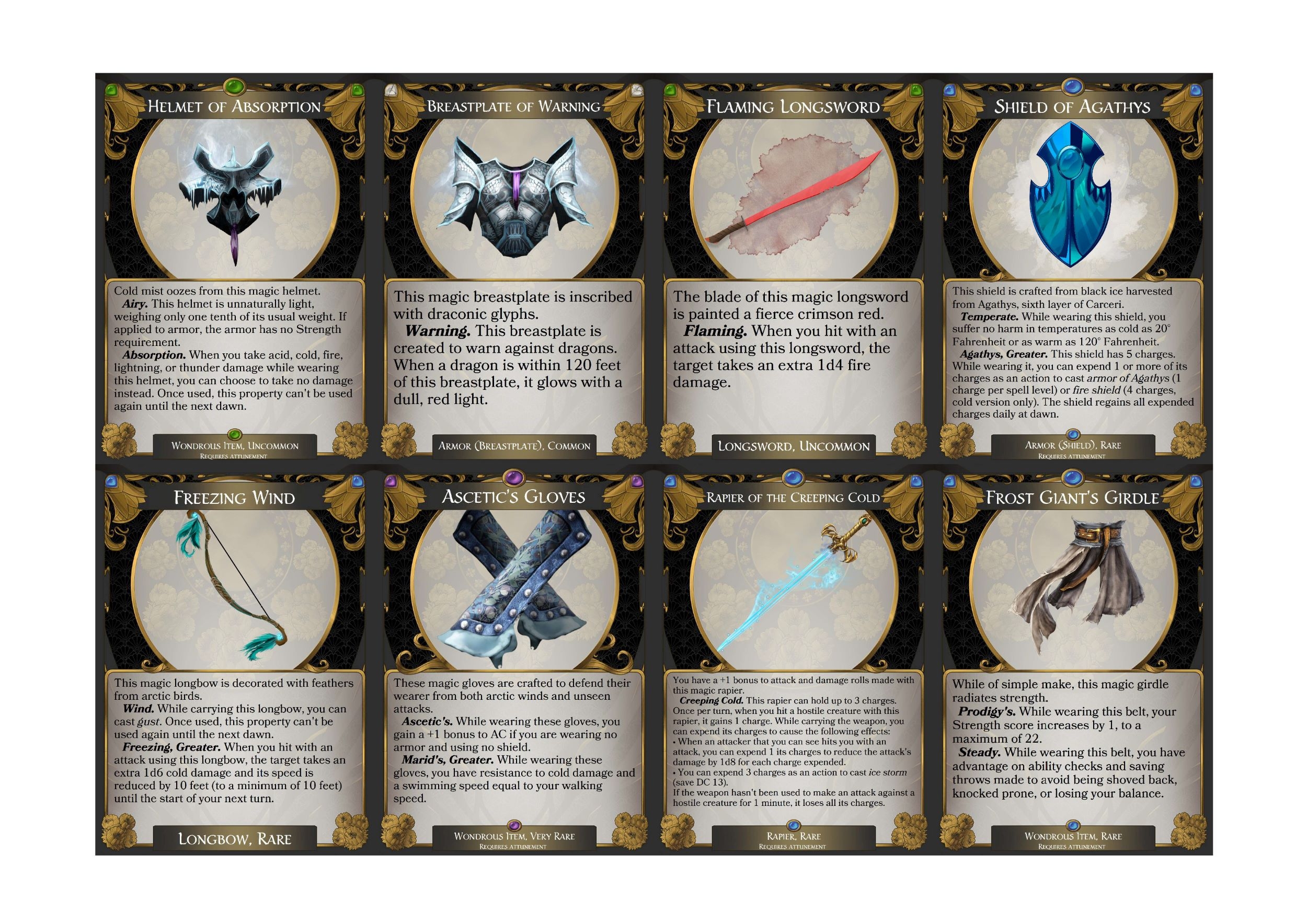 Rime Of The Frostmaiden Magic Item Cards Chapter 1 Eventyr Games