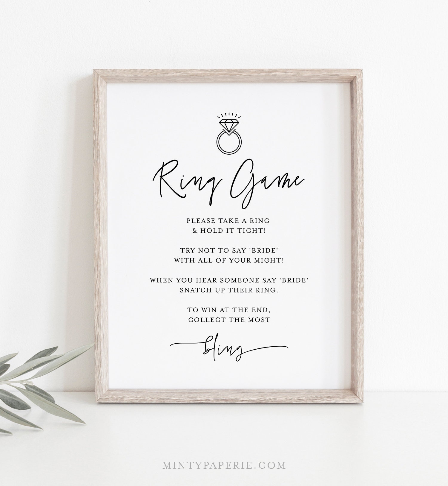 Ring Game Minimalist Bridal Shower Game Don t Say Bride Game 