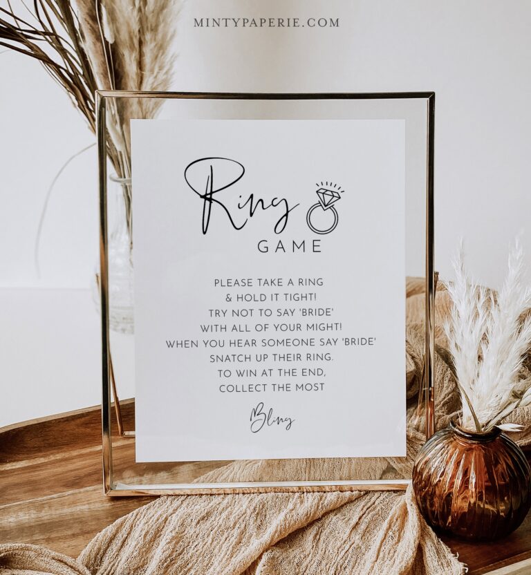 Ring Game Minimalist Bridal Shower Game Don t Say Bride Game 