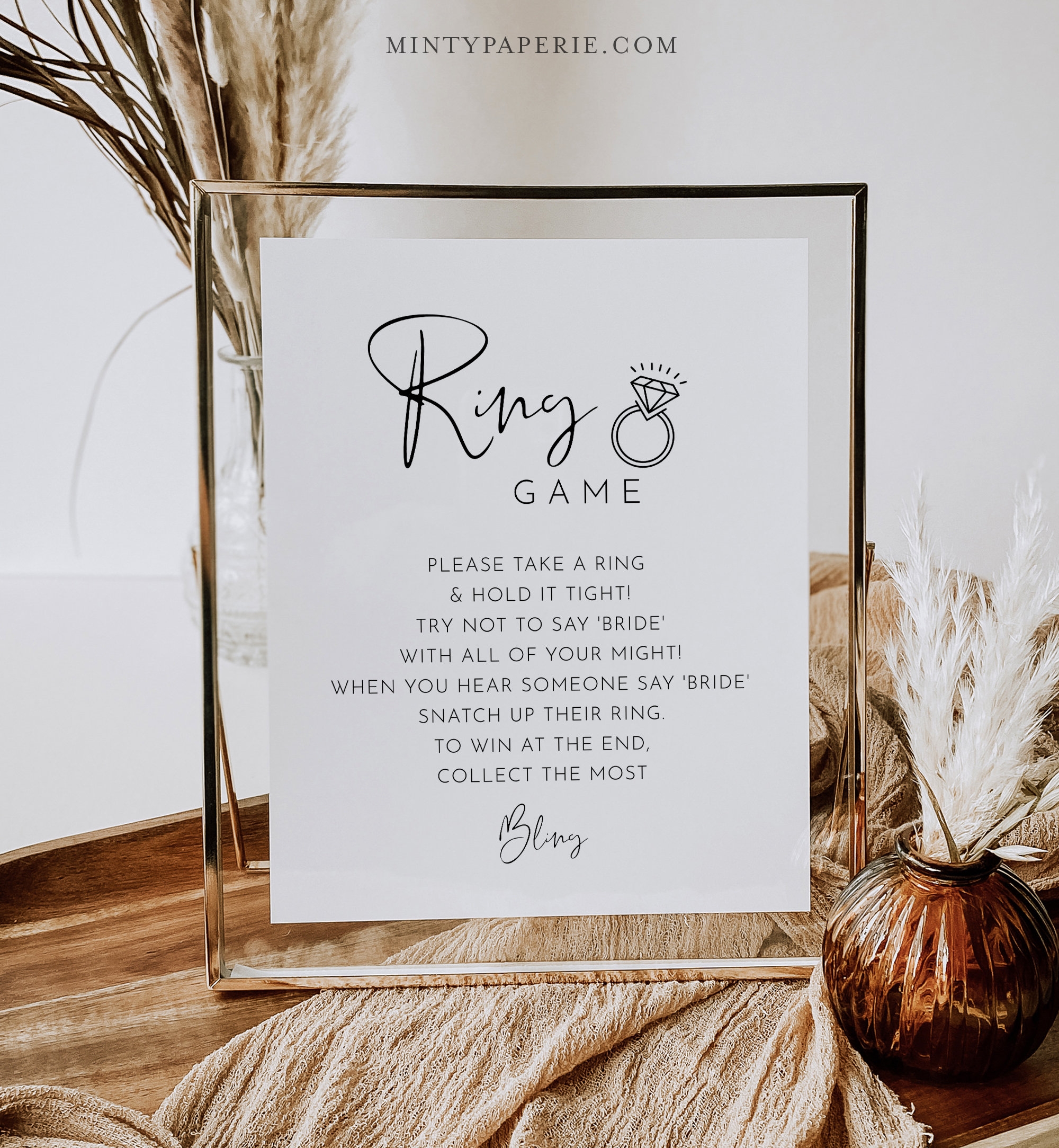 Ring Game Minimalist Bridal Shower Game Don t Say Bride Game 