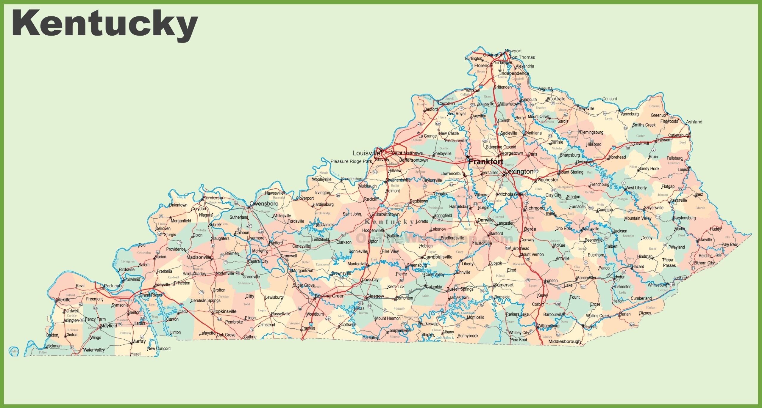 printable map of kentucky