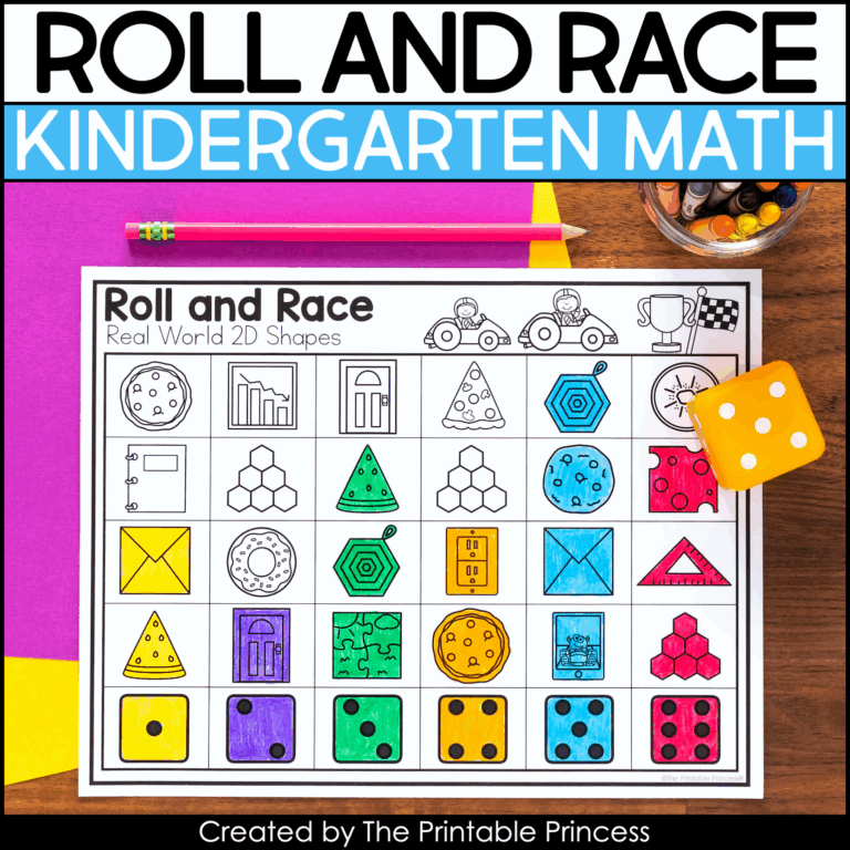 Roll And Race Kindergarten Math Roll And Cover Math Games The Printable Princess
