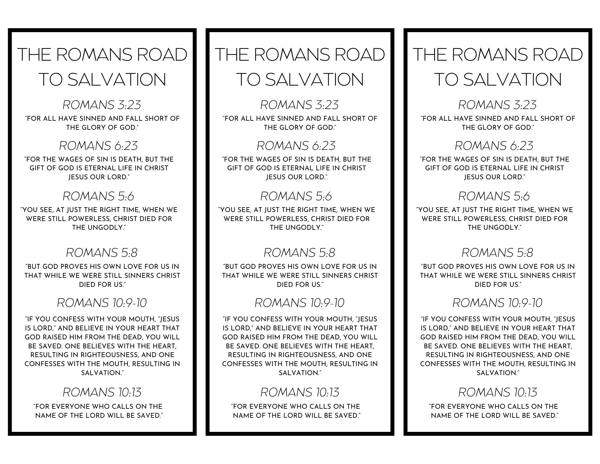 romans road bookmark printable
