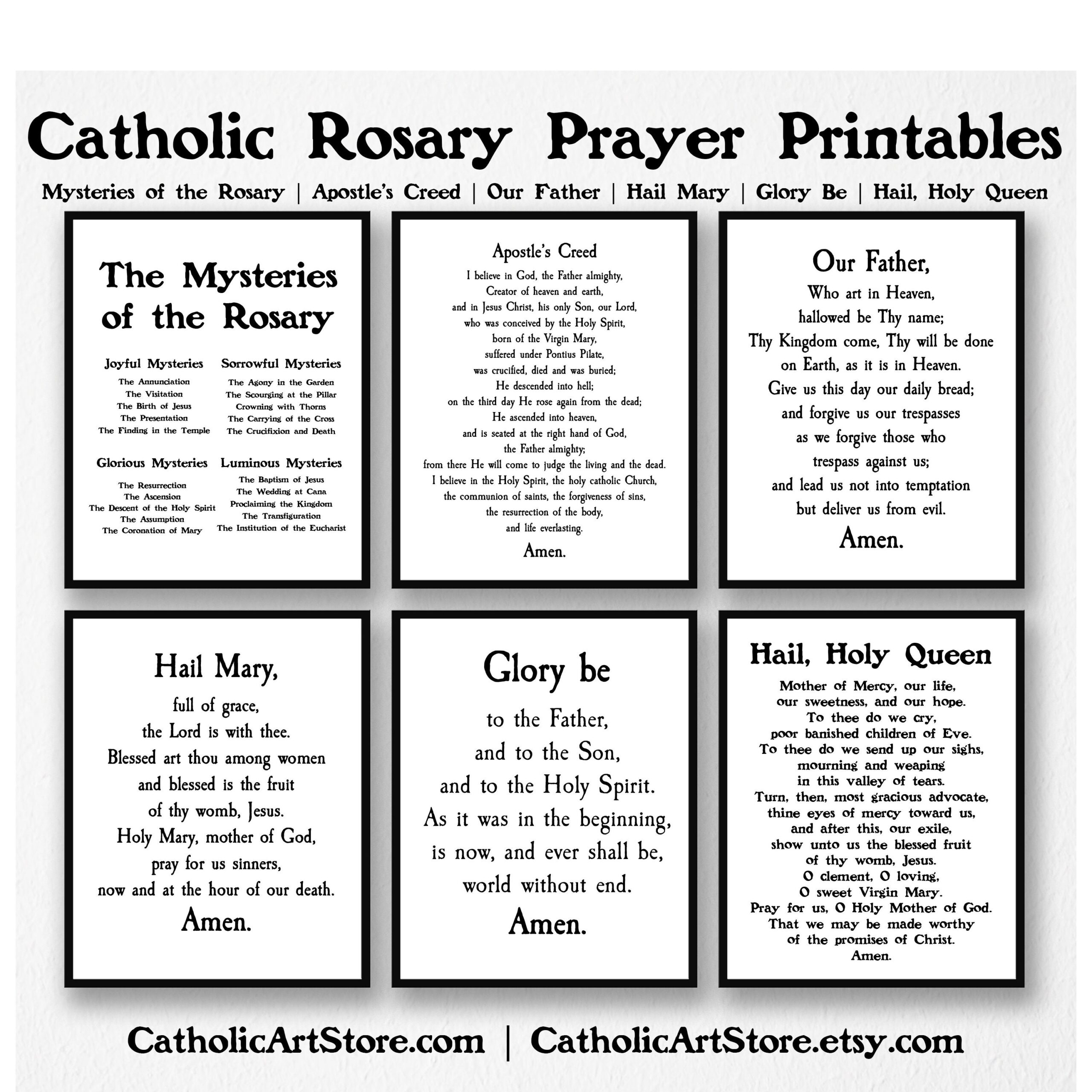 Rosary Prayer Art Print Set Catholic Marian Devotion digital Download Etsy