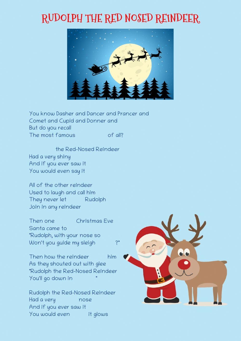 Rudolph The Red Nosed Reindeer Song Lyrics And Colouring Pictures Worksheets Library Rudolph The Red Nosed Reindeer Song Lyrics And Colouring Pictures Worksheets Library