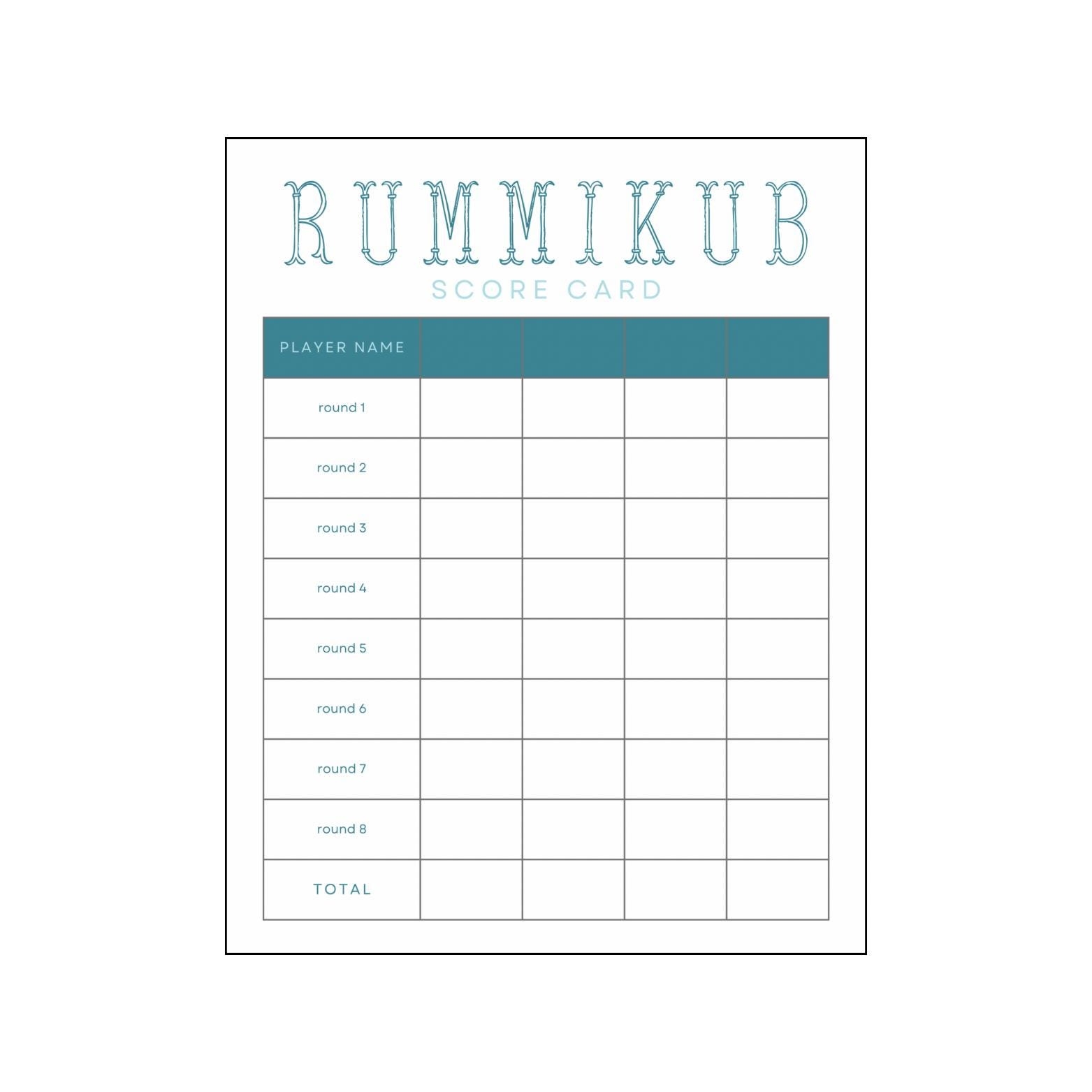 Rummikub Score Card Digital Download Etsy