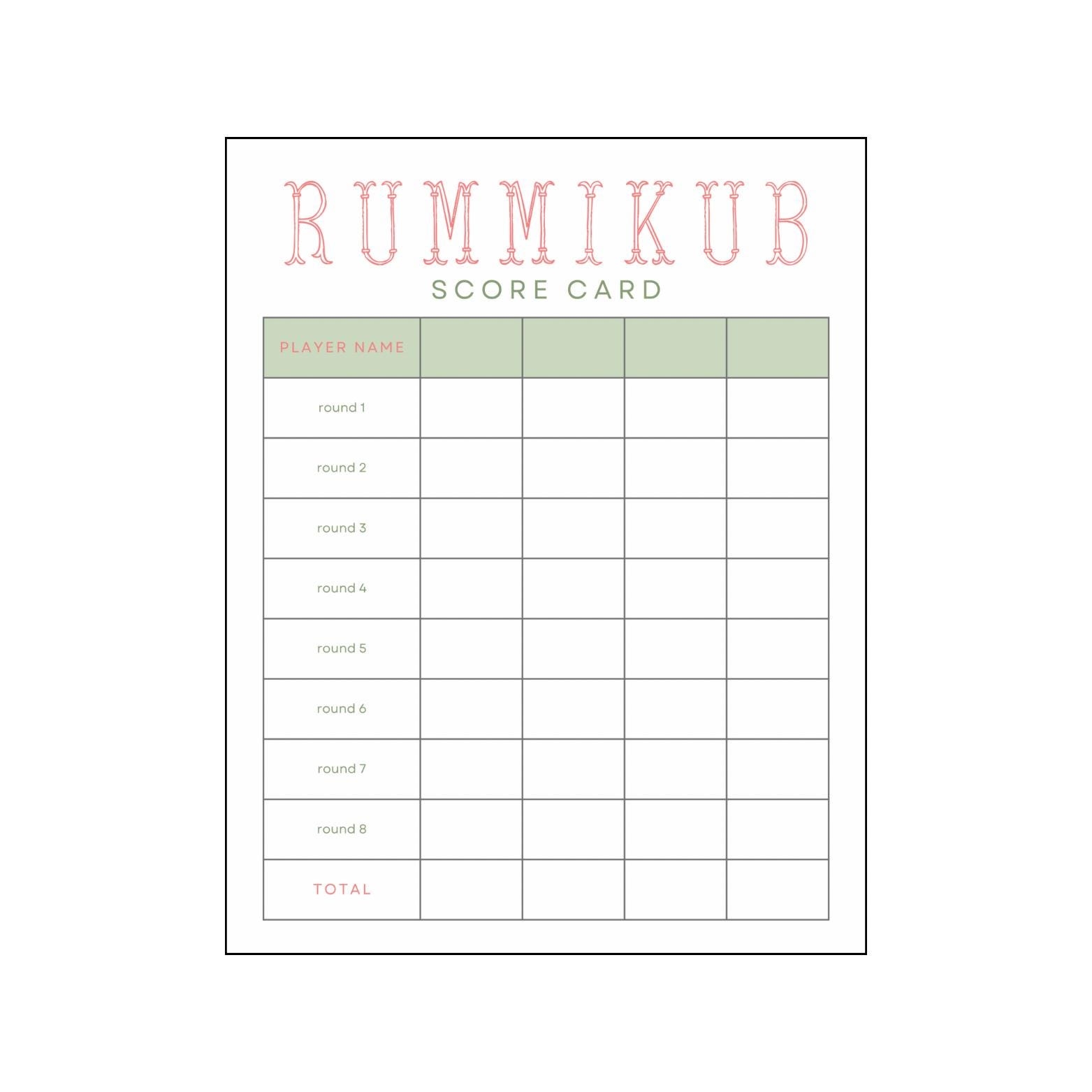 Rummikub Score Card Etsy