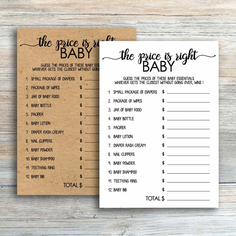 Rustic Baby Shower Games Printable The Price Is Right Baby Shower 