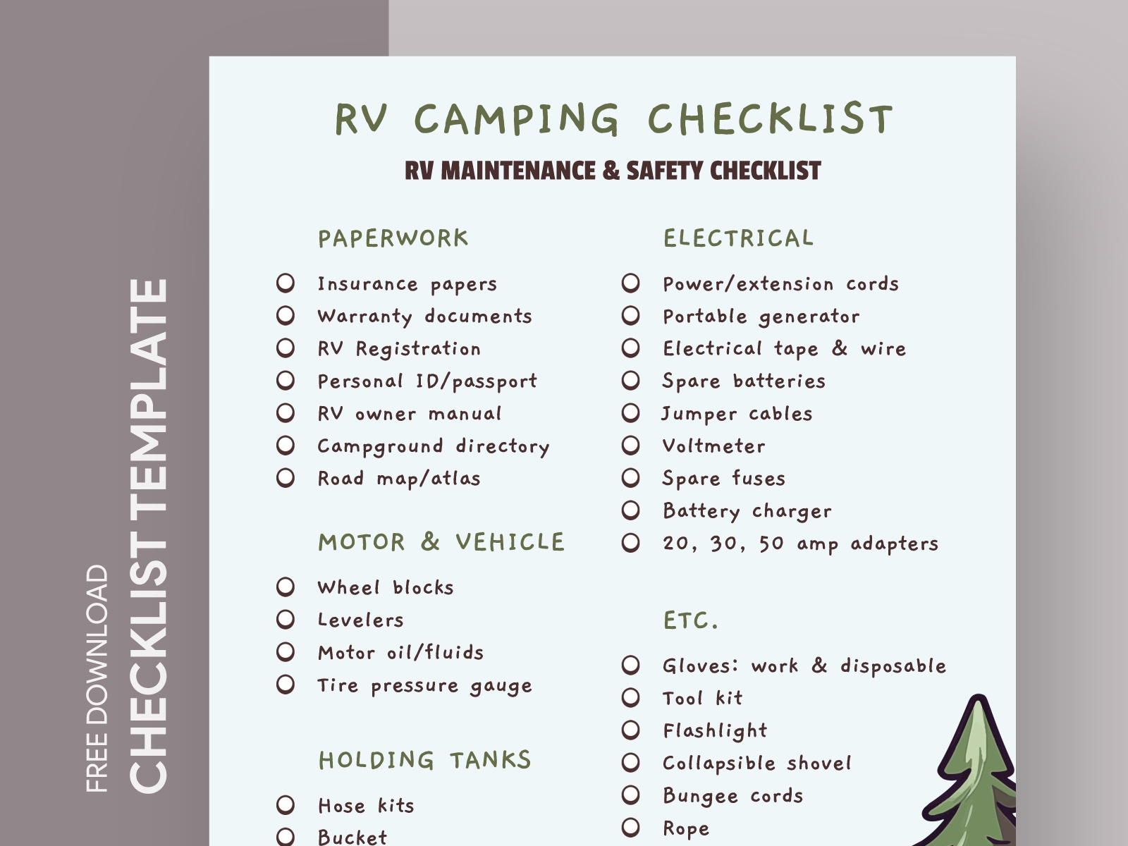 rv camping checklist printable