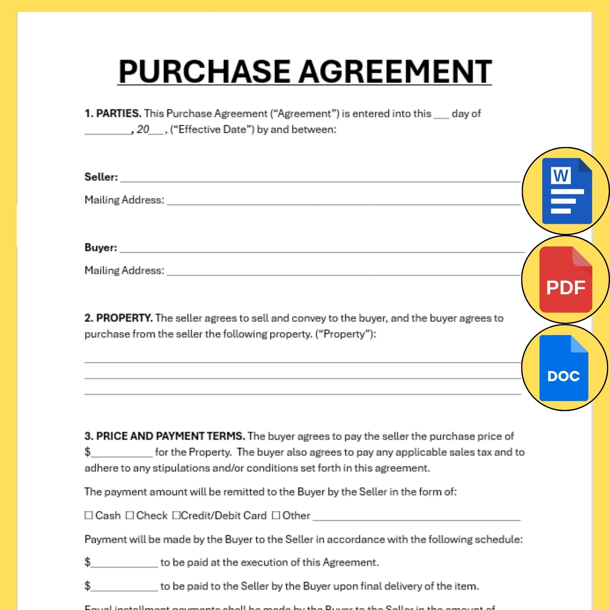 printable rv sale contract with payments