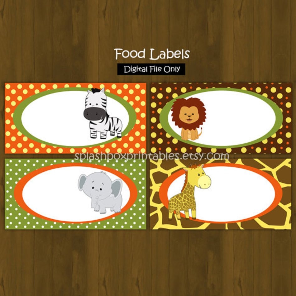 Safari Zoo Jungle Printable Food Labels Wild Animals Place Cards Or Free Image Download