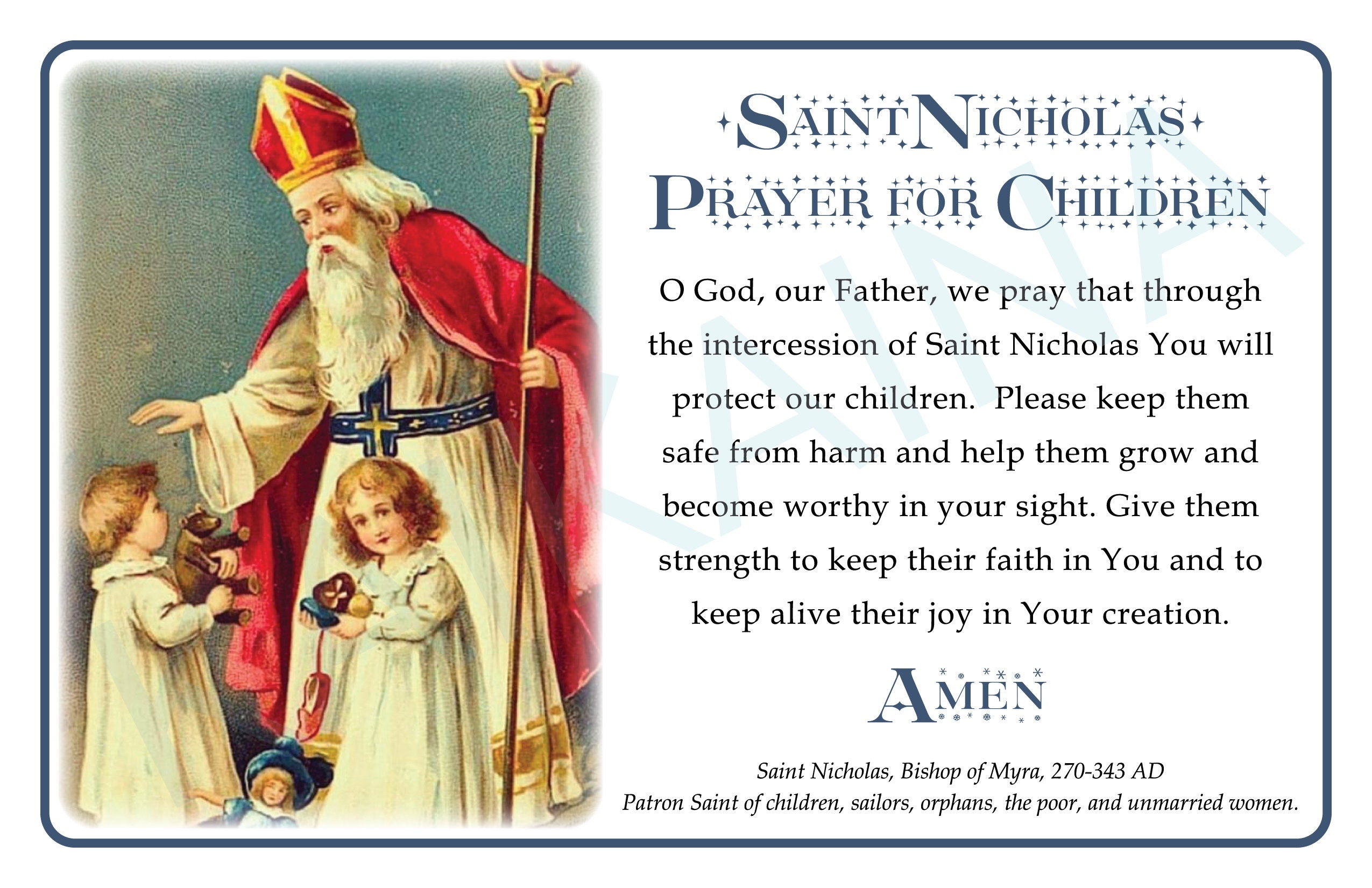 Saint Nicholas Prayer For Children Prayer Card 2 On A Page Downloadable And Printable Catholic Saint Prayer Card