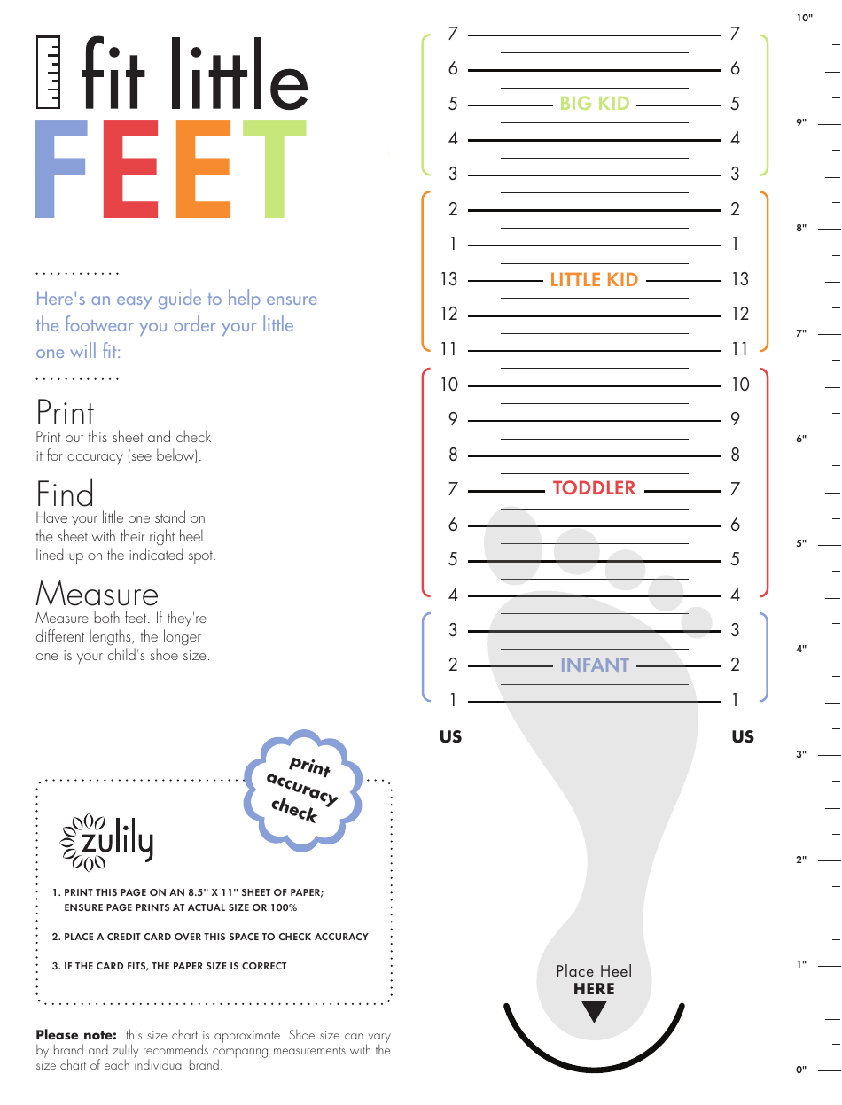 Sample Kids Shoe Size Chart Fit Little Feet Download Printable 