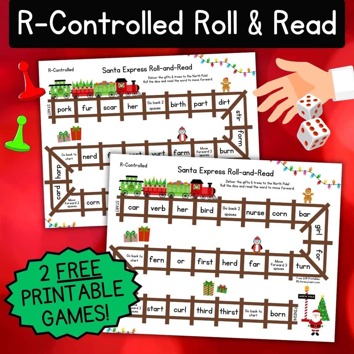 Santa R Controlled Roll U0026 Read Games Free Printables Literacy 