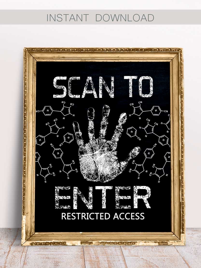 Scan To Enter Boy Science Birthday Sign Printable Mad Scientist Poster Party Decor Decorations Digital Little Scientists Science Lab TDA Party On Paper