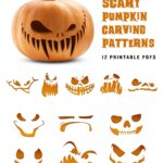Scary Pumpkin Carving Pattern Angry Jack o lantern Printable 