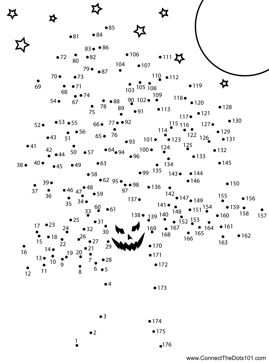 Scary Tree Dot To Dot Printable Worksheet Connect The Dots Worksheets Library