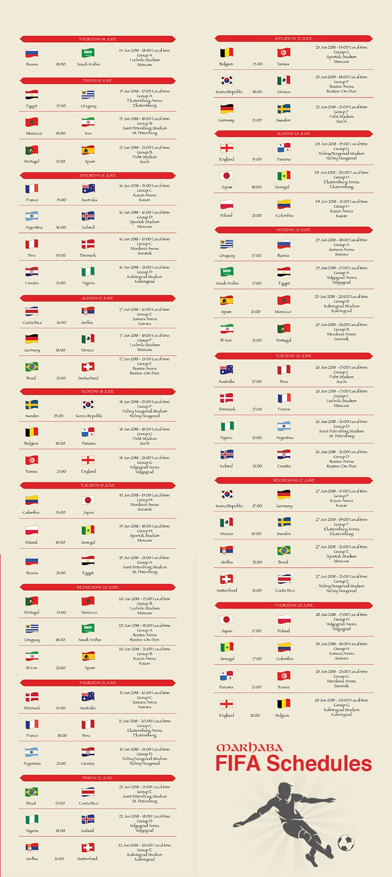 Schedule For 2018 FIFA World Cup World Cup The Guide 