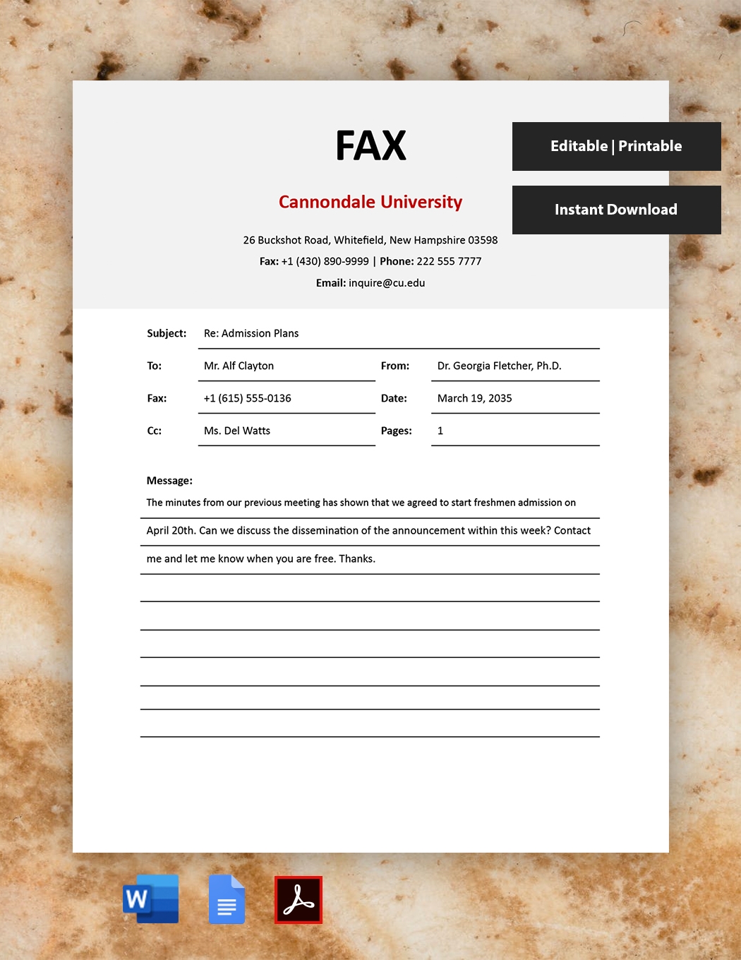 School Fax Cover Sheet Template In PDF Word Google Docs Pages 